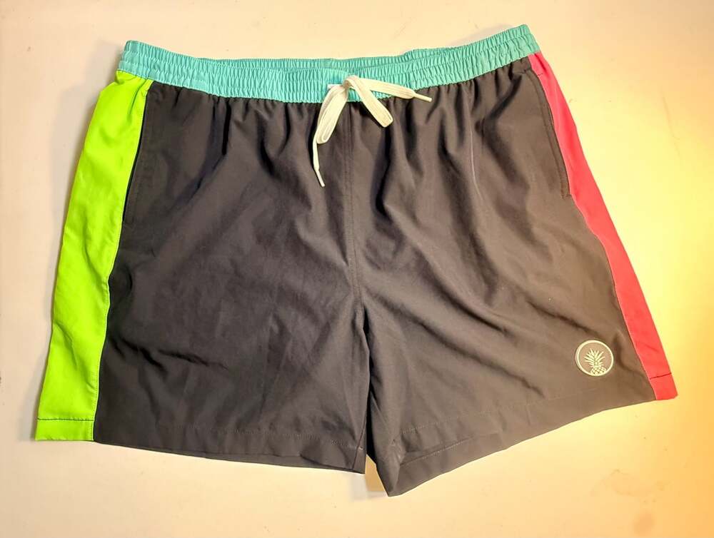 Chubbies Men's‎ Colorblock Elastic Waist Swim Trunks with Pineapple Logo